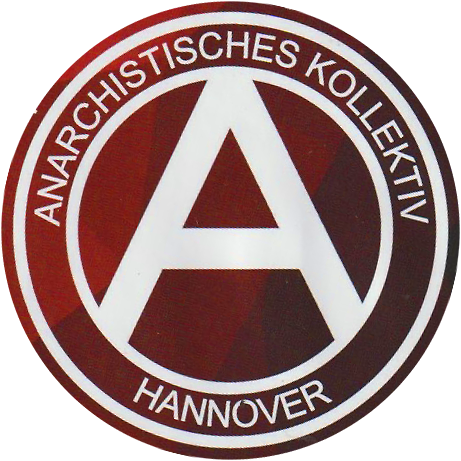 Logo des Anarchistischen Kollektivs AKH Hannover und Link zur Infoseite
