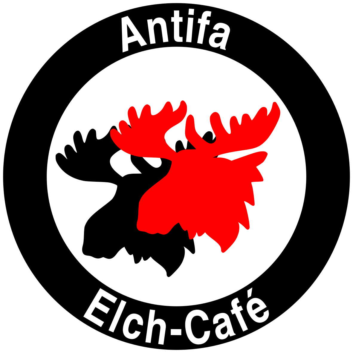 Logo vom Antifa Elch-Café und Link zur Infoseite